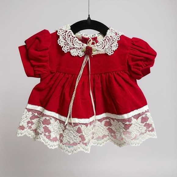 Jo Lane Other - Jo Lane Baby Toddler Red Velvet Lace Dress Special Occasion Holiday Infant